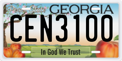 GA license plate CEN3100