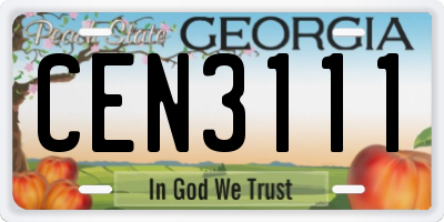 GA license plate CEN3111