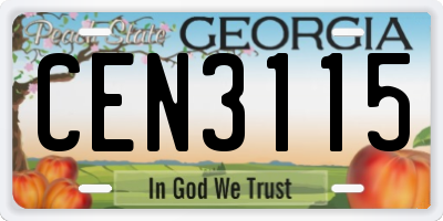 GA license plate CEN3115