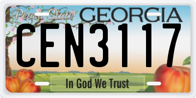 GA license plate CEN3117