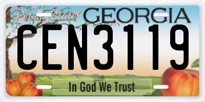 GA license plate CEN3119