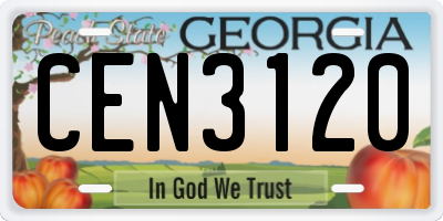 GA license plate CEN3120