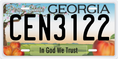 GA license plate CEN3122