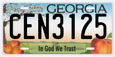 GA license plate CEN3125
