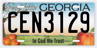GA license plate CEN3129