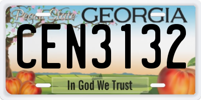 GA license plate CEN3132