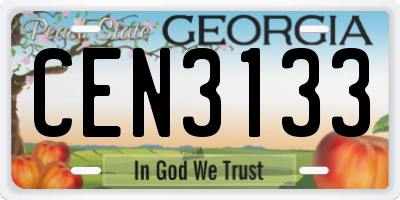GA license plate CEN3133