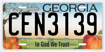 GA license plate CEN3139
