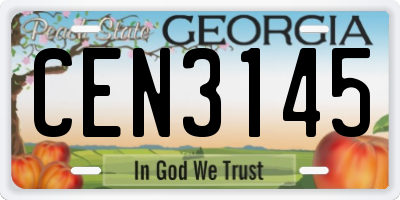 GA license plate CEN3145