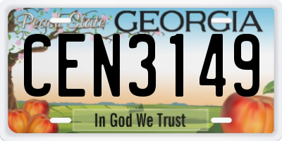 GA license plate CEN3149