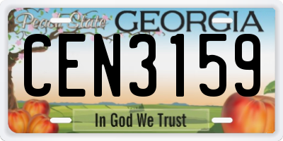 GA license plate CEN3159