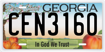 GA license plate CEN3160