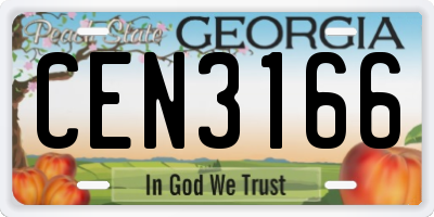 GA license plate CEN3166