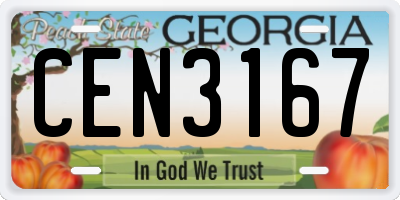 GA license plate CEN3167