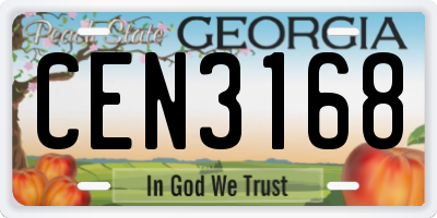 GA license plate CEN3168