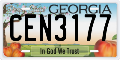 GA license plate CEN3177