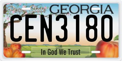 GA license plate CEN3180