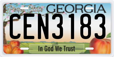 GA license plate CEN3183