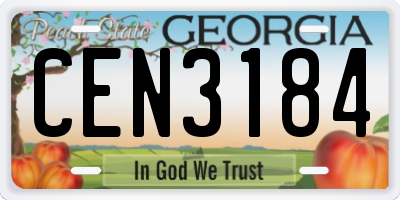 GA license plate CEN3184