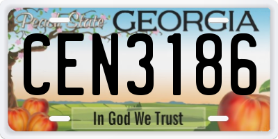 GA license plate CEN3186