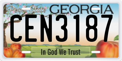 GA license plate CEN3187