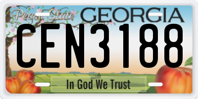 GA license plate CEN3188