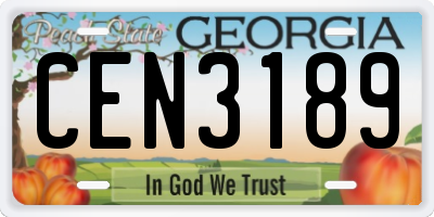 GA license plate CEN3189