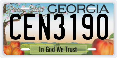 GA license plate CEN3190
