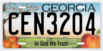 GA license plate CEN3204