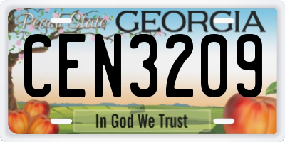 GA license plate CEN3209