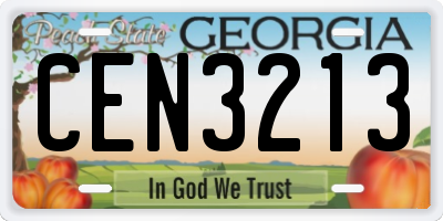 GA license plate CEN3213