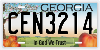 GA license plate CEN3214