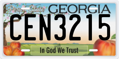 GA license plate CEN3215