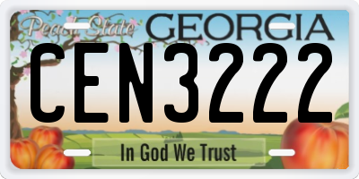 GA license plate CEN3222