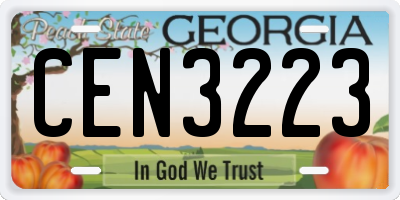 GA license plate CEN3223