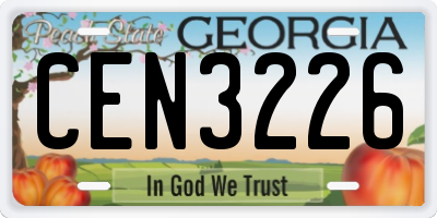 GA license plate CEN3226