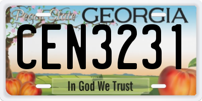 GA license plate CEN3231