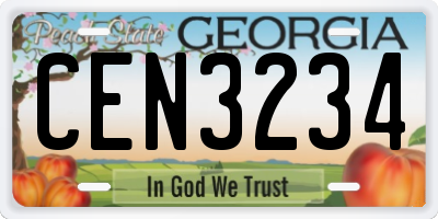 GA license plate CEN3234