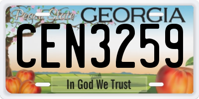 GA license plate CEN3259