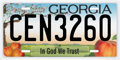 GA license plate CEN3260
