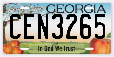 GA license plate CEN3265