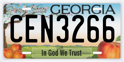 GA license plate CEN3266