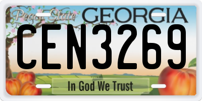 GA license plate CEN3269