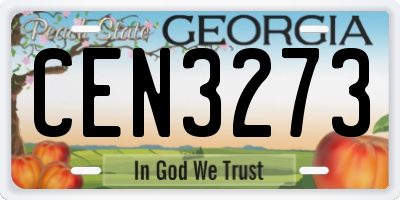 GA license plate CEN3273