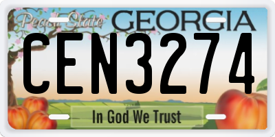 GA license plate CEN3274