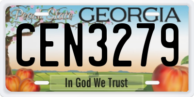 GA license plate CEN3279