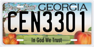 GA license plate CEN3301