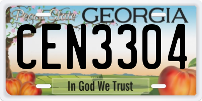 GA license plate CEN3304