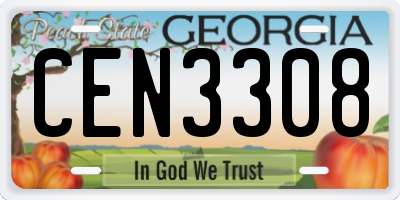 GA license plate CEN3308