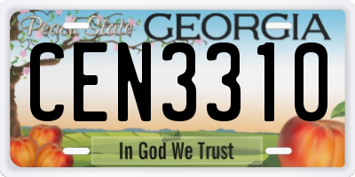 GA license plate CEN3310